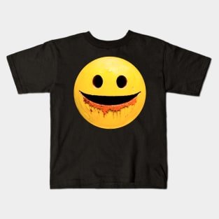 Retro Metal Hungry Smiley Face 01 Kids T-Shirt